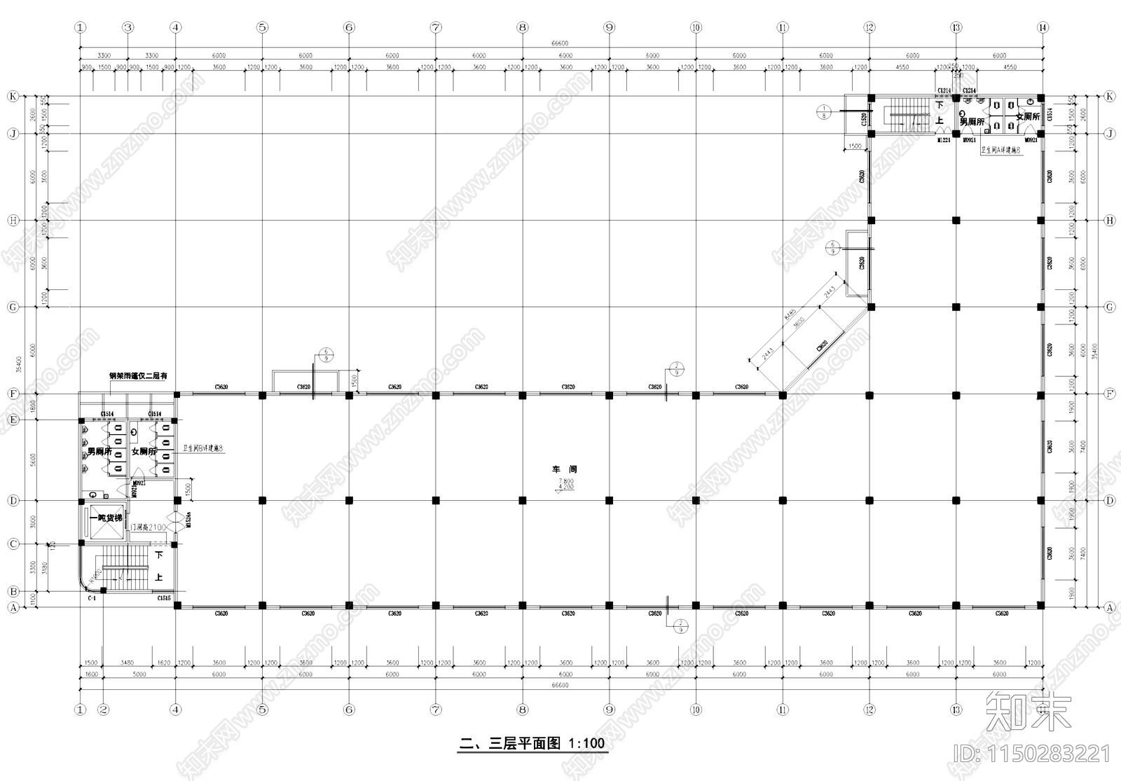 乡村经济联合社厂房车间工业建筑cad施工图下载【ID:1150283221】