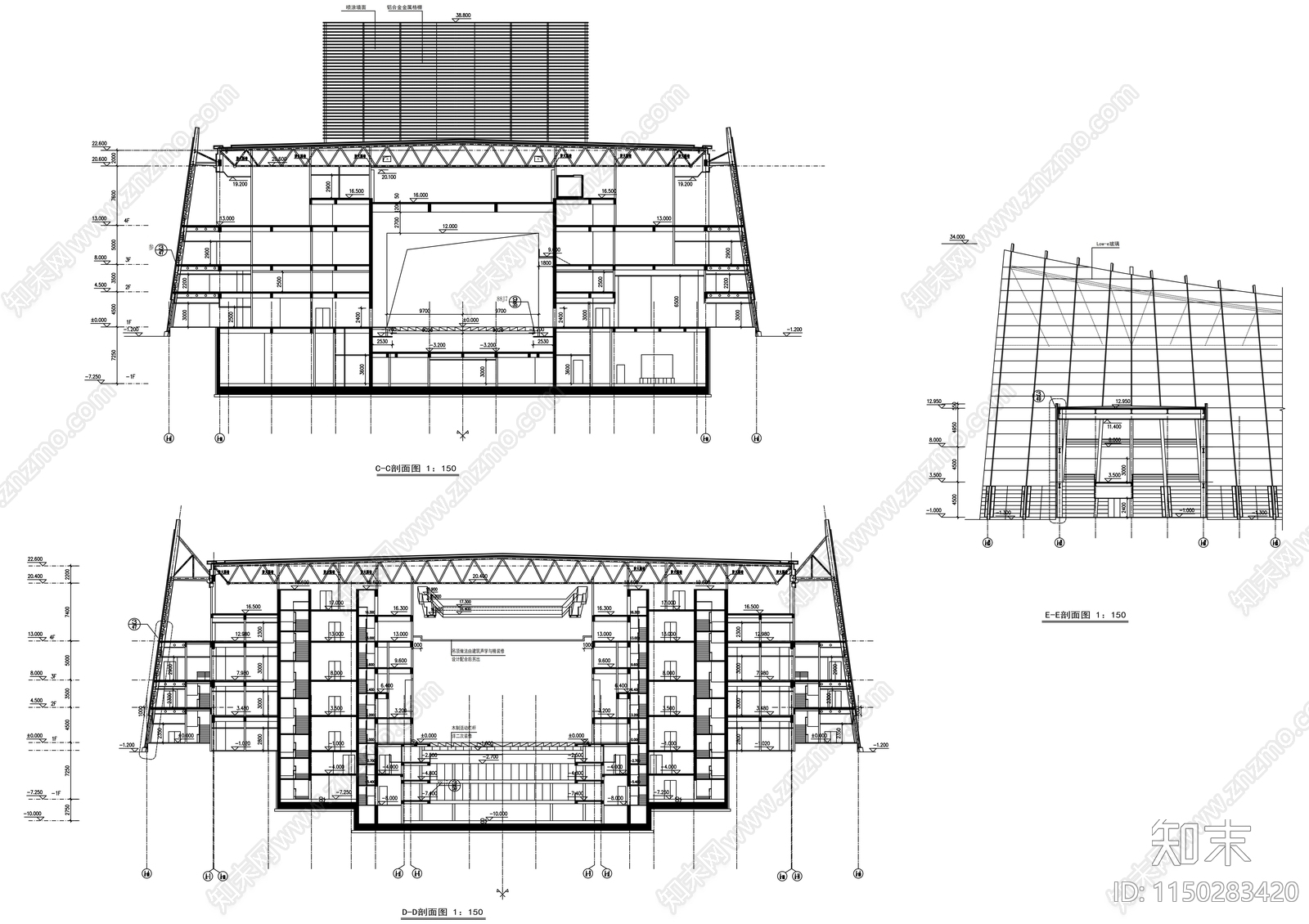 5层大剧院建筑cad施工图下载【ID:1150283420】