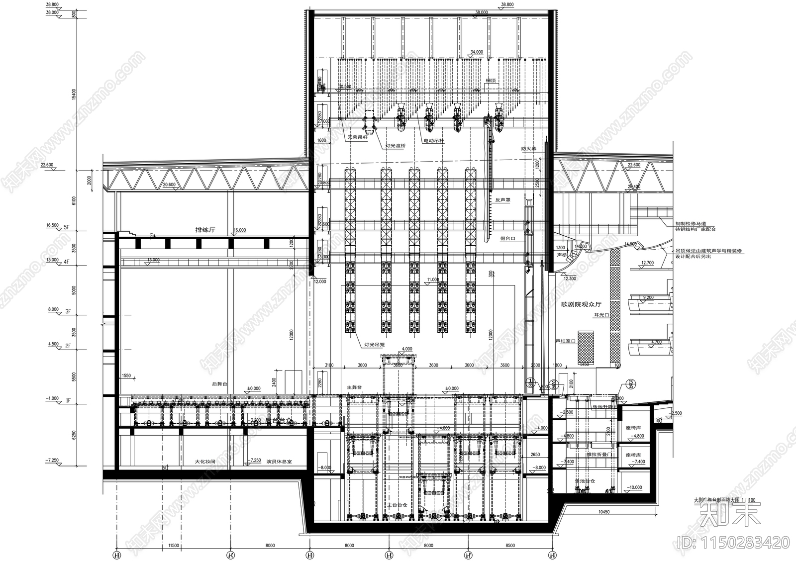 5层大剧院建筑cad施工图下载【ID:1150283420】