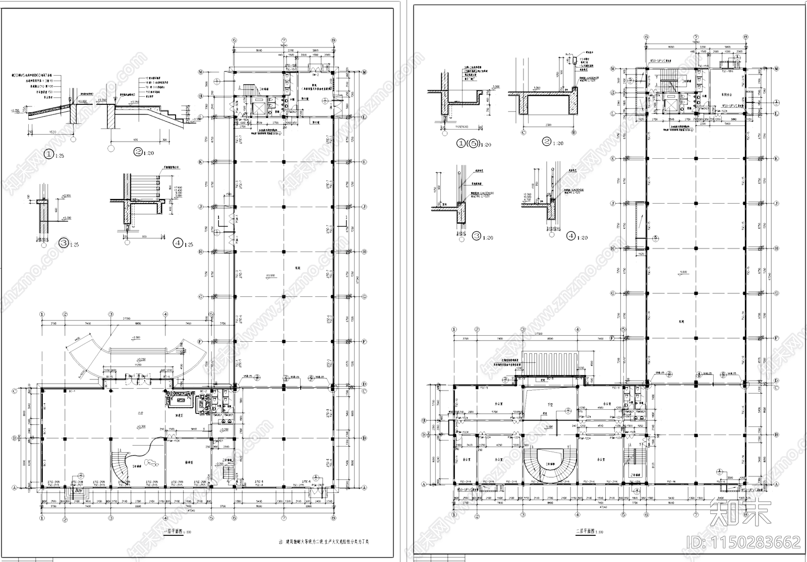 医用器械厂房车间工业建筑cad施工图下载【ID:1150283662】