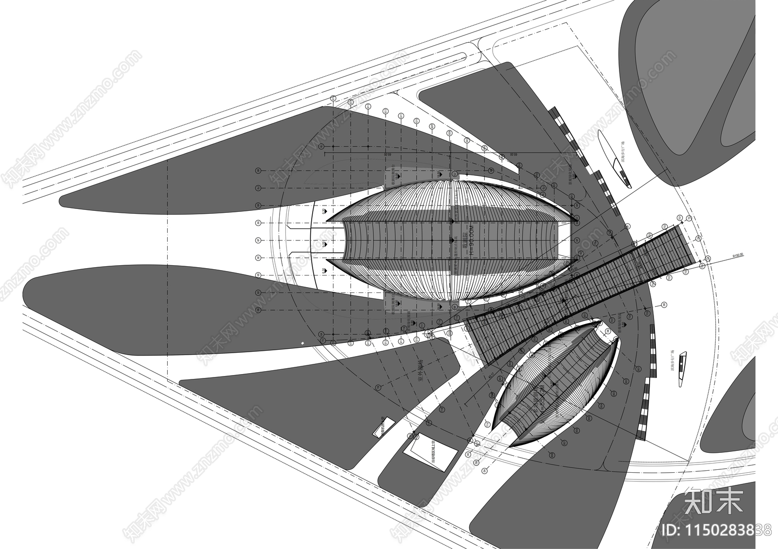 知名高层现代风格歌剧院建筑cad施工图下载【ID:1150283838】