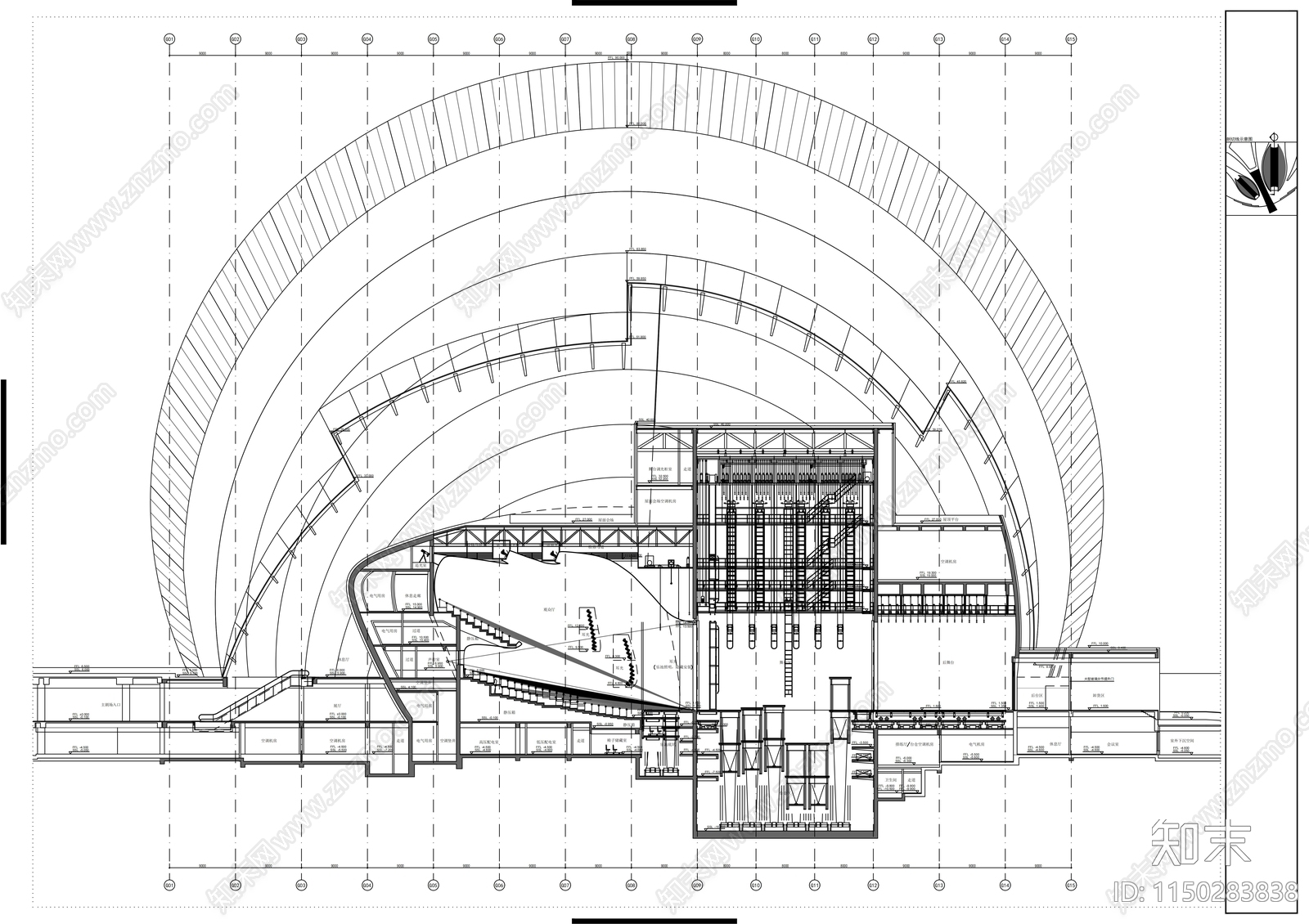 知名高层现代风格歌剧院建筑cad施工图下载【ID:1150283838】