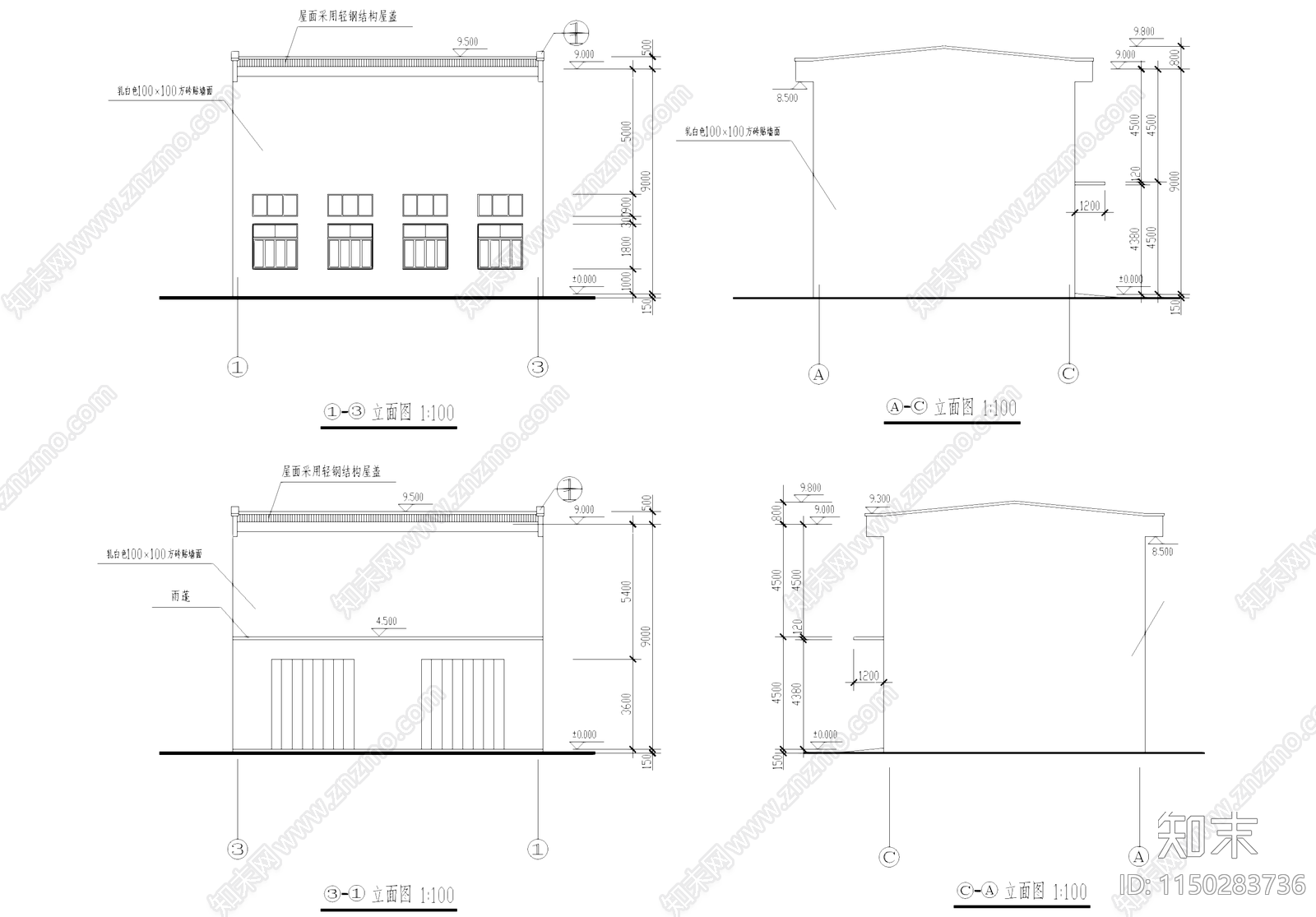 小型工业厂房建筑cad施工图下载【ID:1150283736】