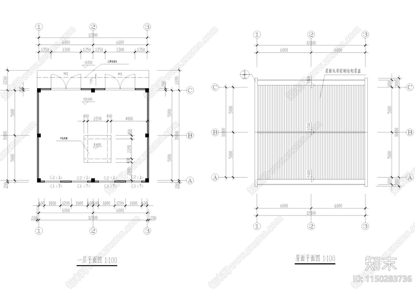 小型工业厂房建筑cad施工图下载【ID:1150283736】