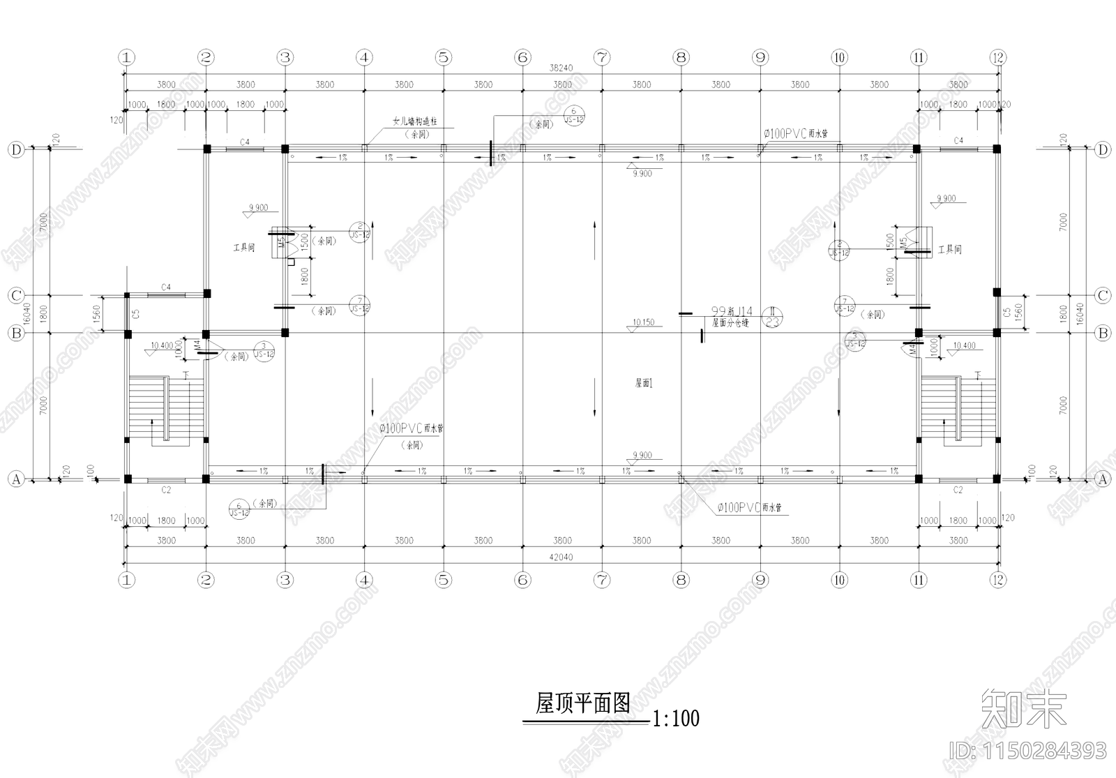 汽车零部件车间厂房宿舍办公楼工业建筑cad施工图下载【ID:1150284393】