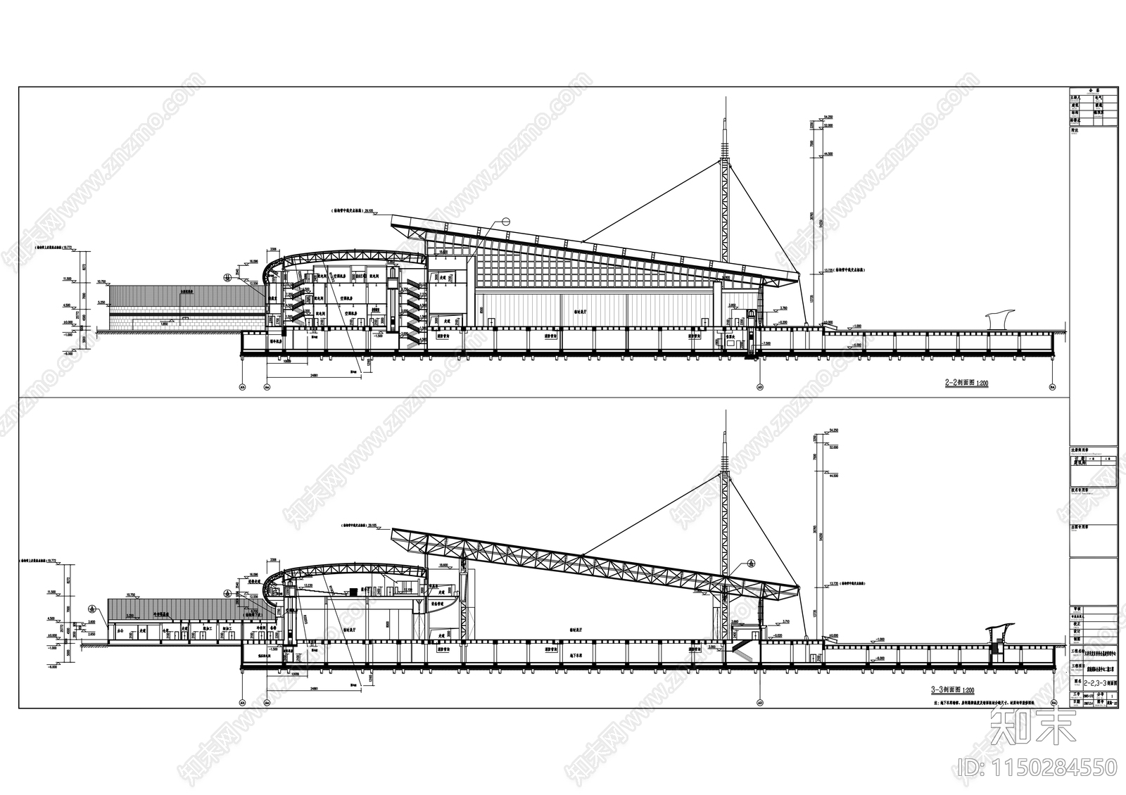 某滨海国际会展中心建筑cad施工图下载【ID:1150284550】