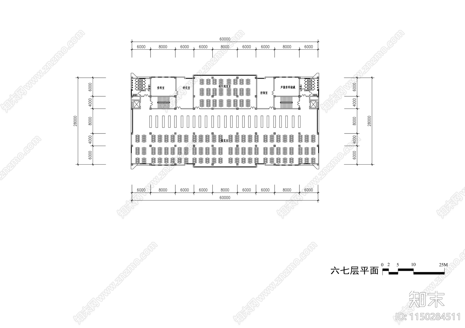 图书馆建筑图纸cad施工图下载【ID:1150284511】