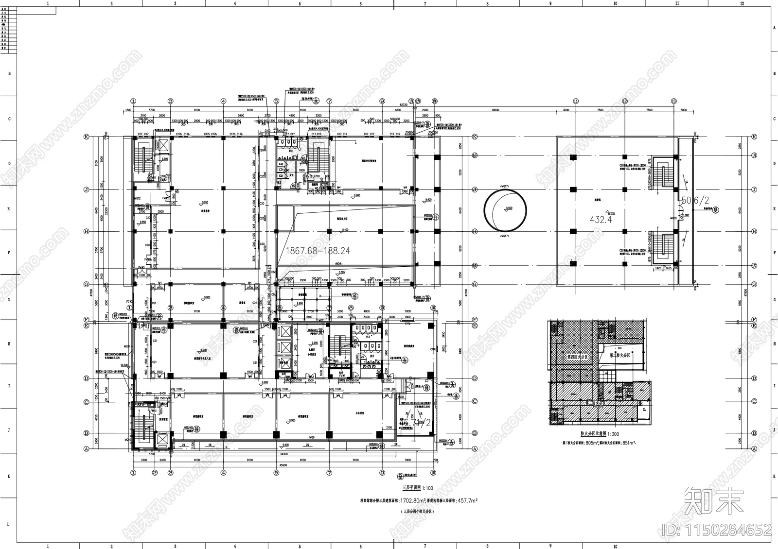 某县二十六层档案馆综合楼建筑cad施工图下载【ID:1150284652】