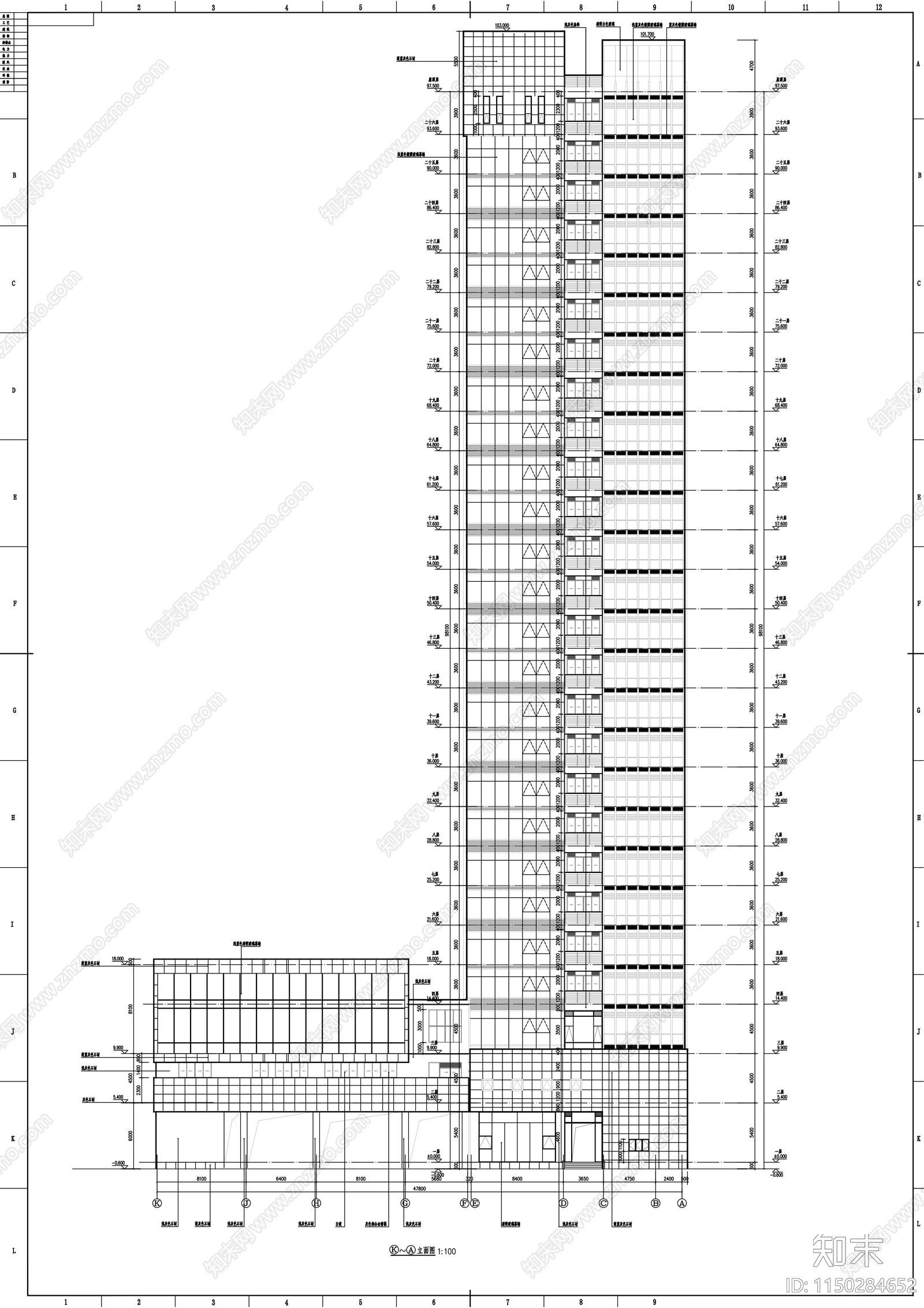 某县二十六层档案馆综合楼建筑cad施工图下载【ID:1150284652】