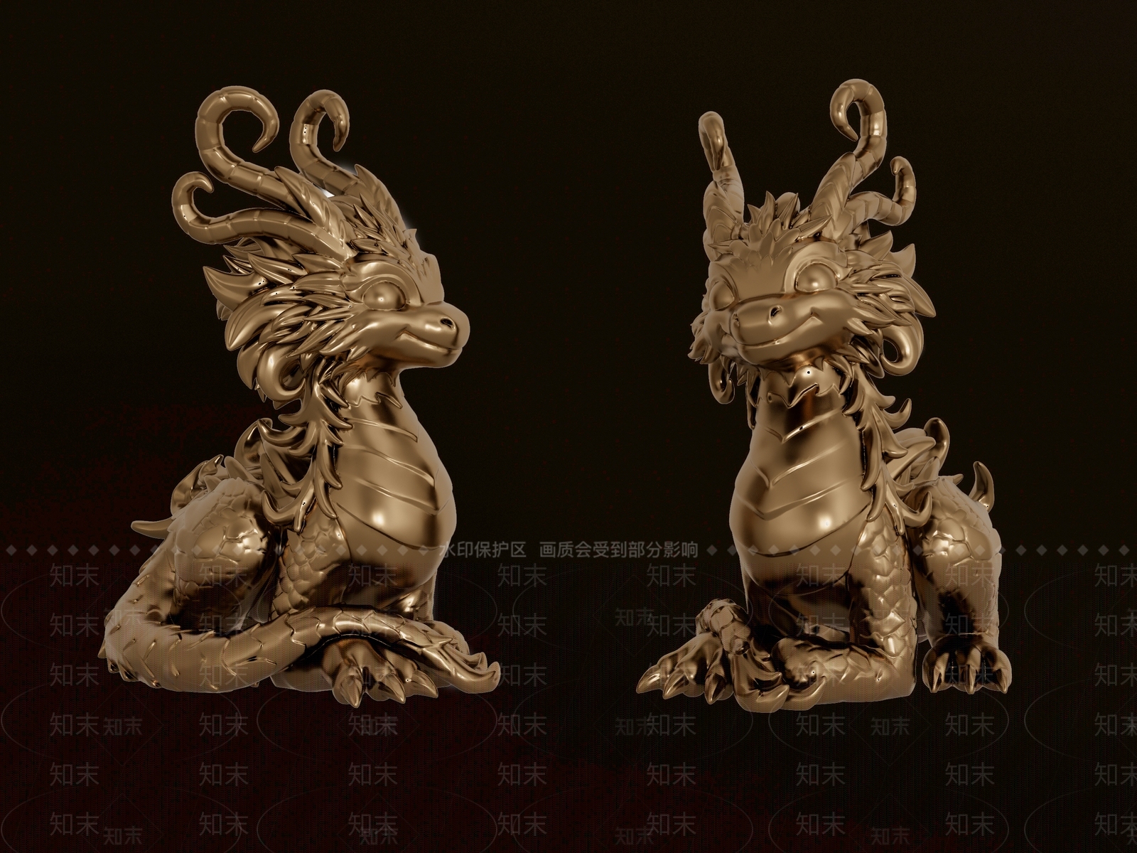 现代神龙雕塑SU模型下载【ID:1150285986】