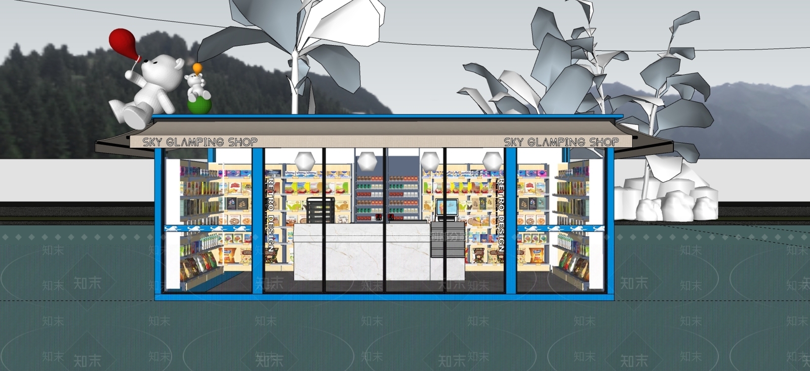 现代活动便利店SU模型下载【ID:1150287747】