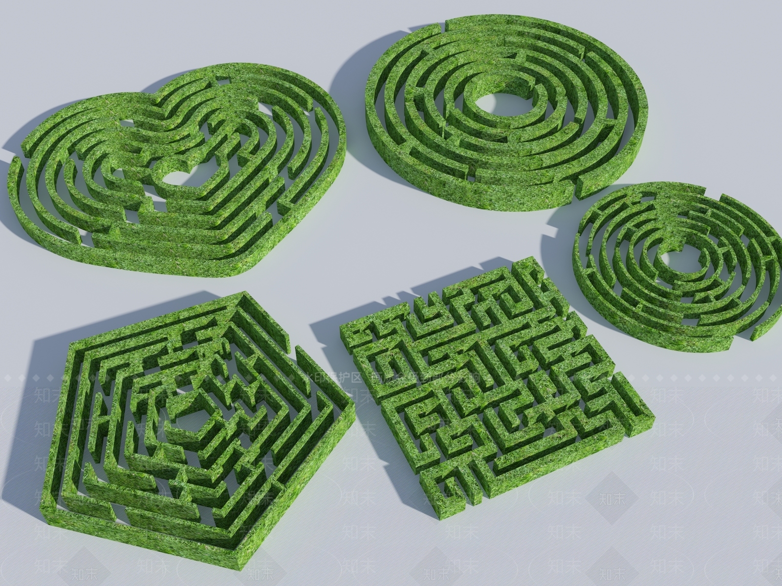 现代绿植迷宫墙SU模型下载【ID:1150292876】