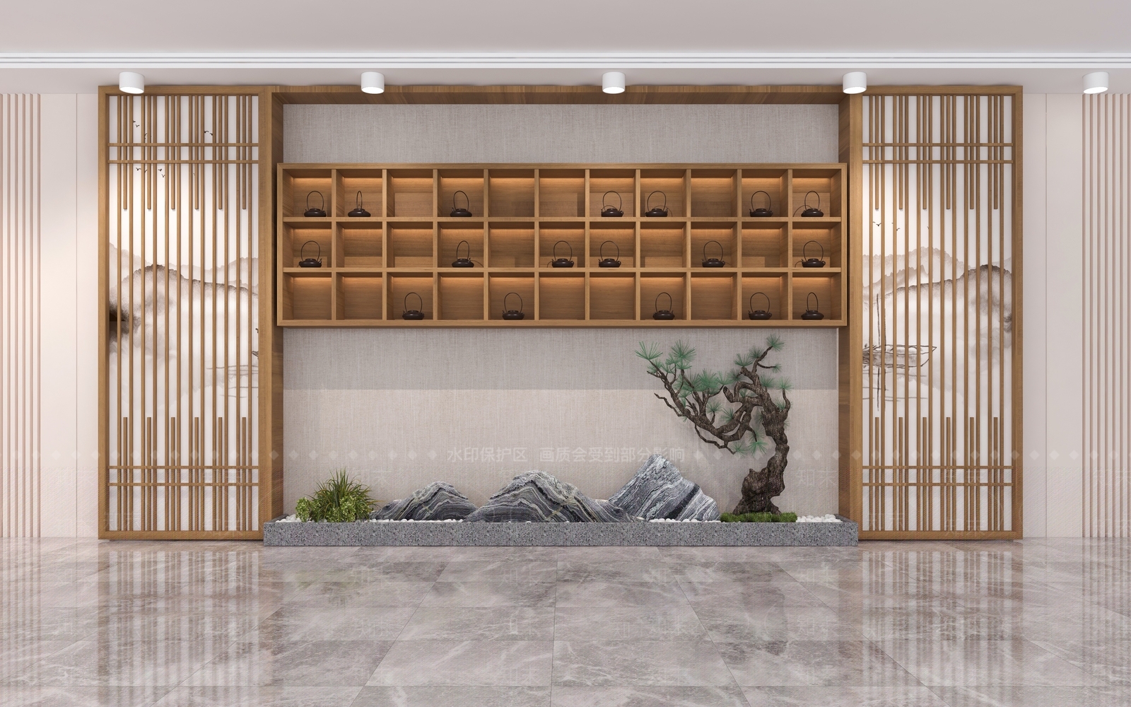 新中式景墙3D模型下载【ID:1150293051】