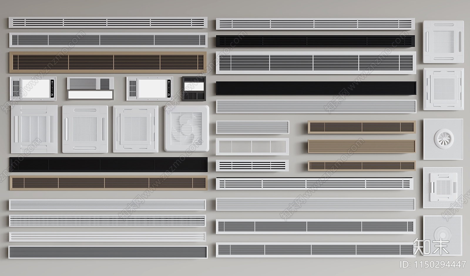 现代空调风口组合SU模型下载【ID:1150294447】