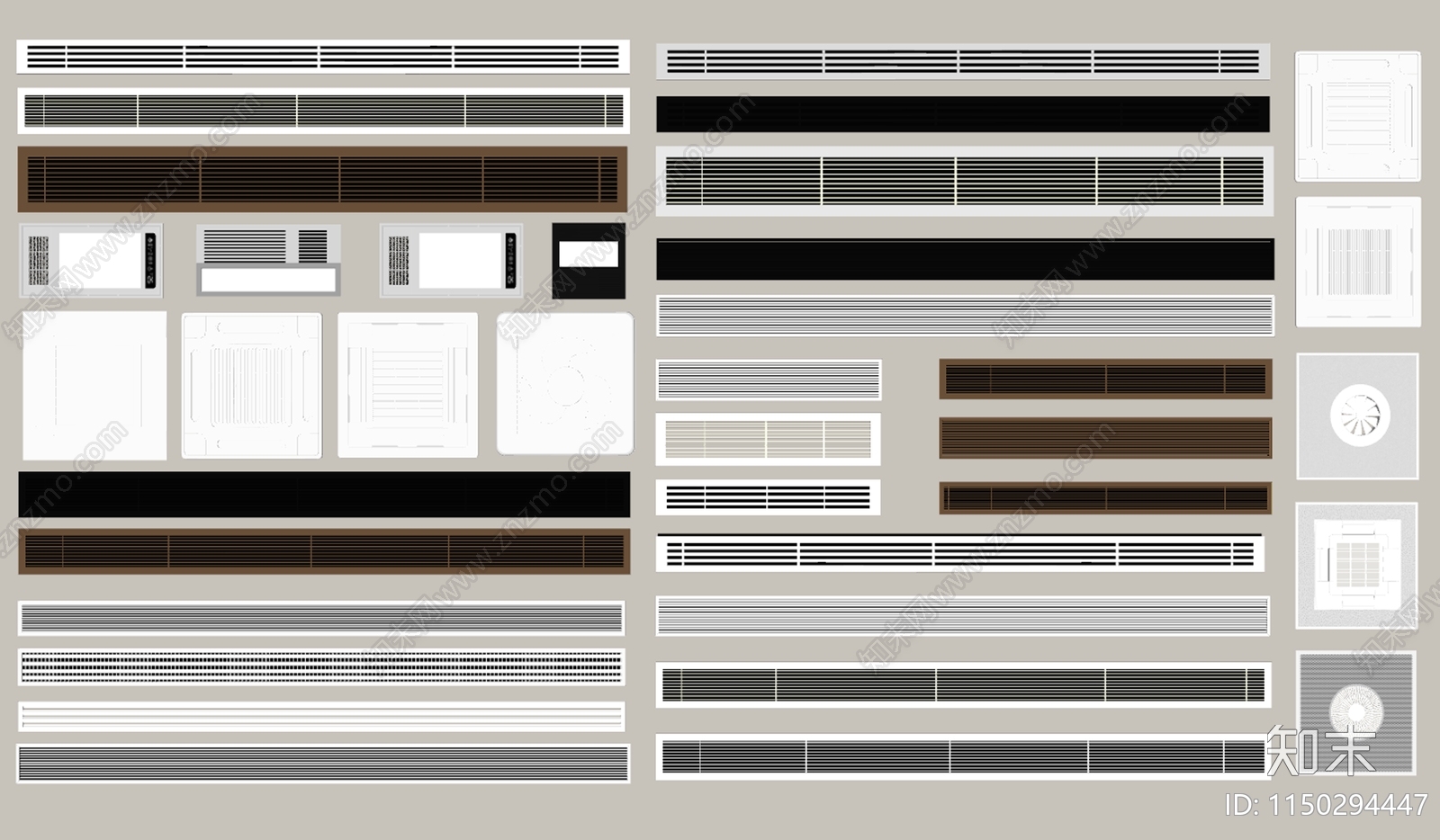 现代空调风口组合SU模型下载【ID:1150294447】
