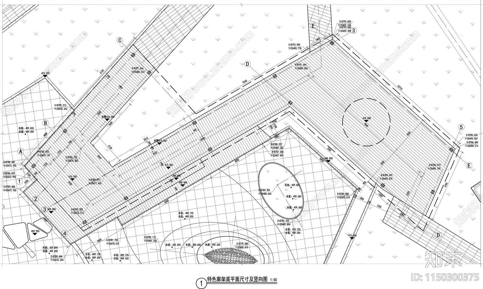 新中式廊架详图cad施工图下载【ID:1150300375】