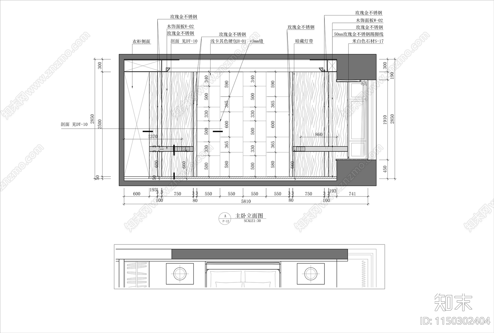 大平层室内cad施工图下载【ID:1150302404】