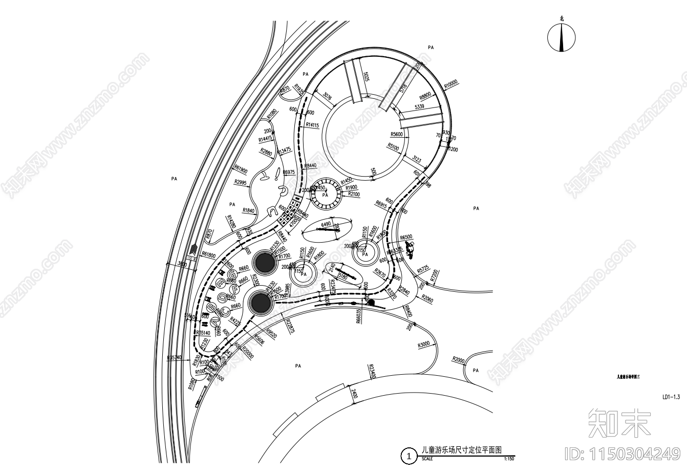 儿童游乐场景观cad施工图下载【ID:1150304249】