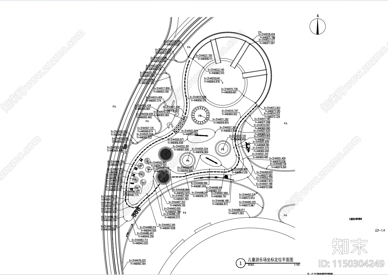 儿童游乐场景观cad施工图下载【ID:1150304249】