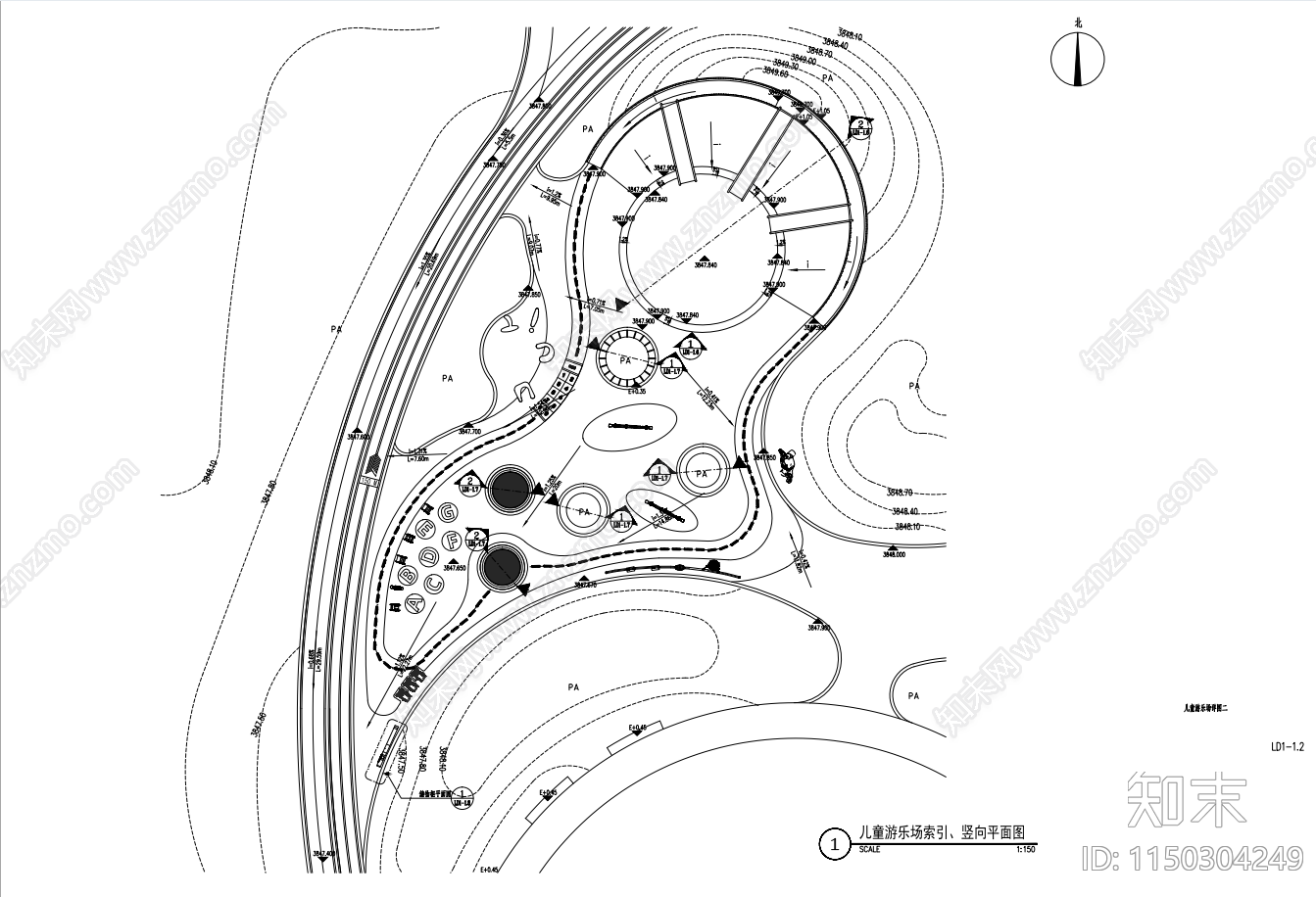 儿童游乐场景观cad施工图下载【ID:1150304249】