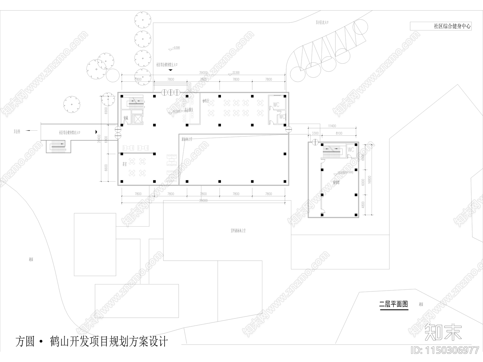 健身中心建筑cad施工图下载【ID:1150306977】