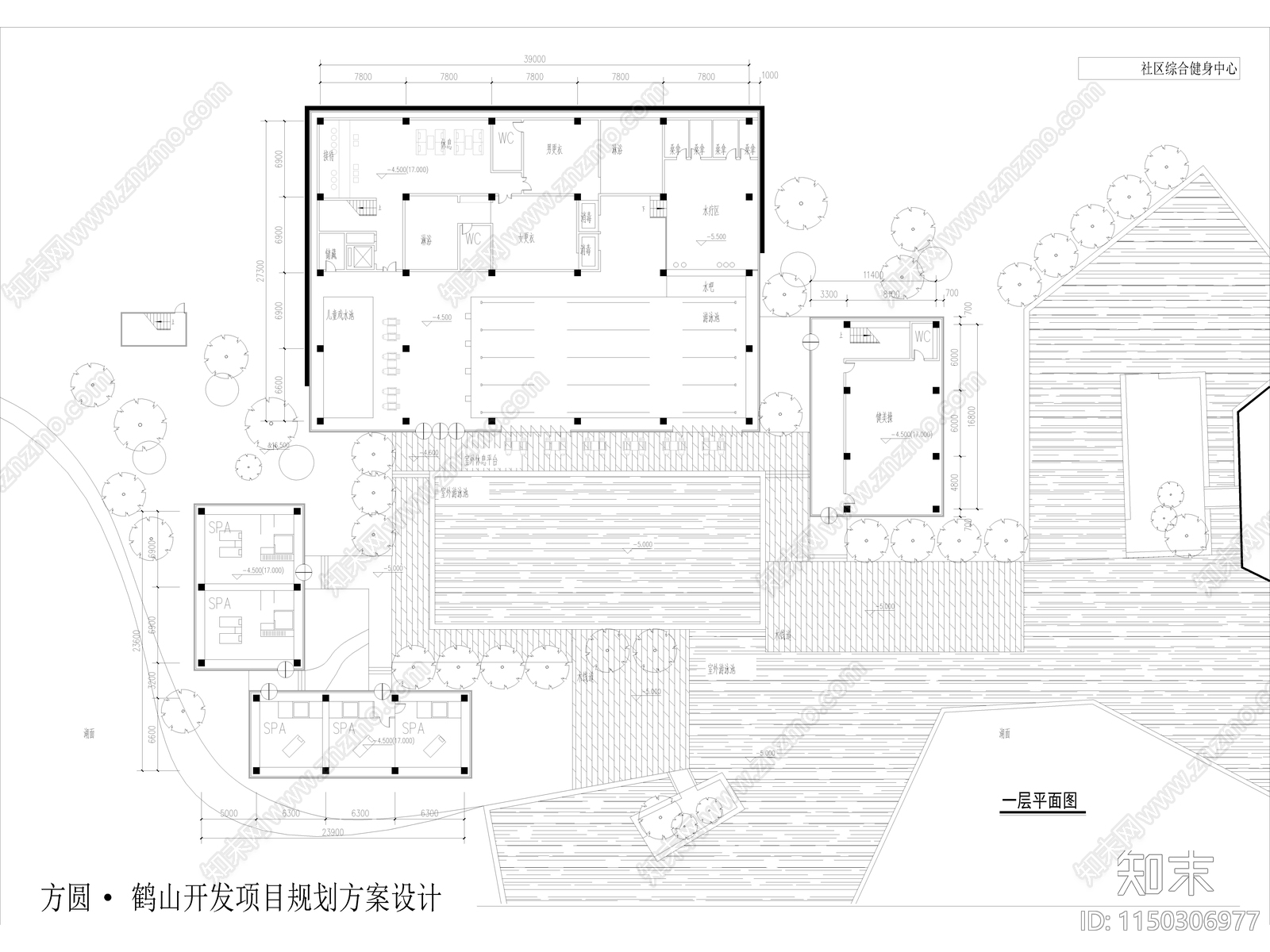 健身中心建筑cad施工图下载【ID:1150306977】