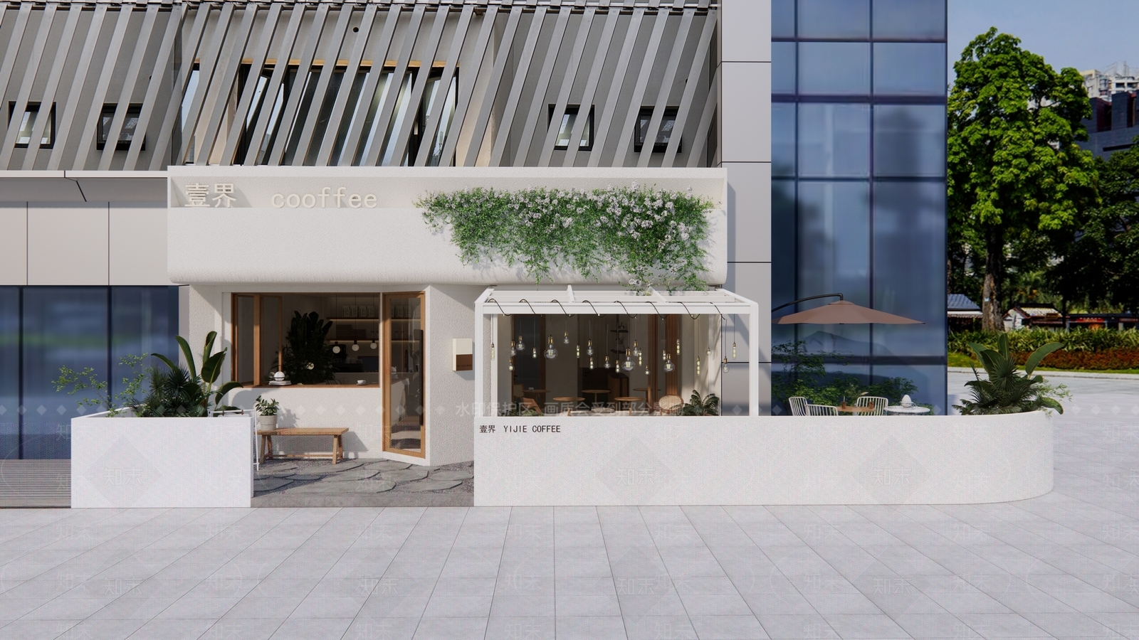 现代咖啡厅门头SU模型下载【ID:1150708852】