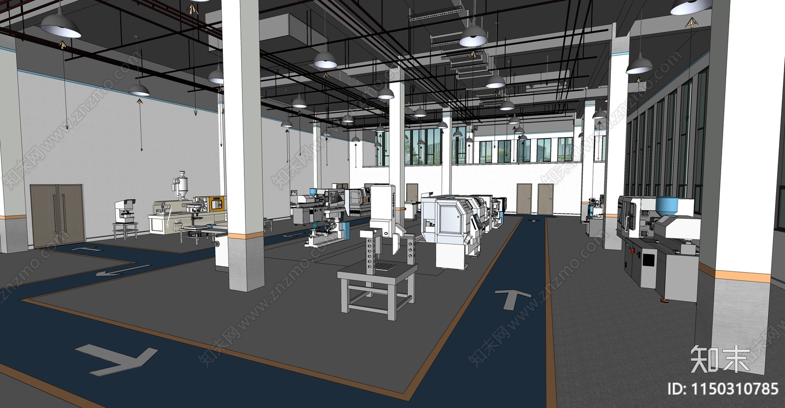工业厂房机械空间SU模型下载【ID:1150310785】