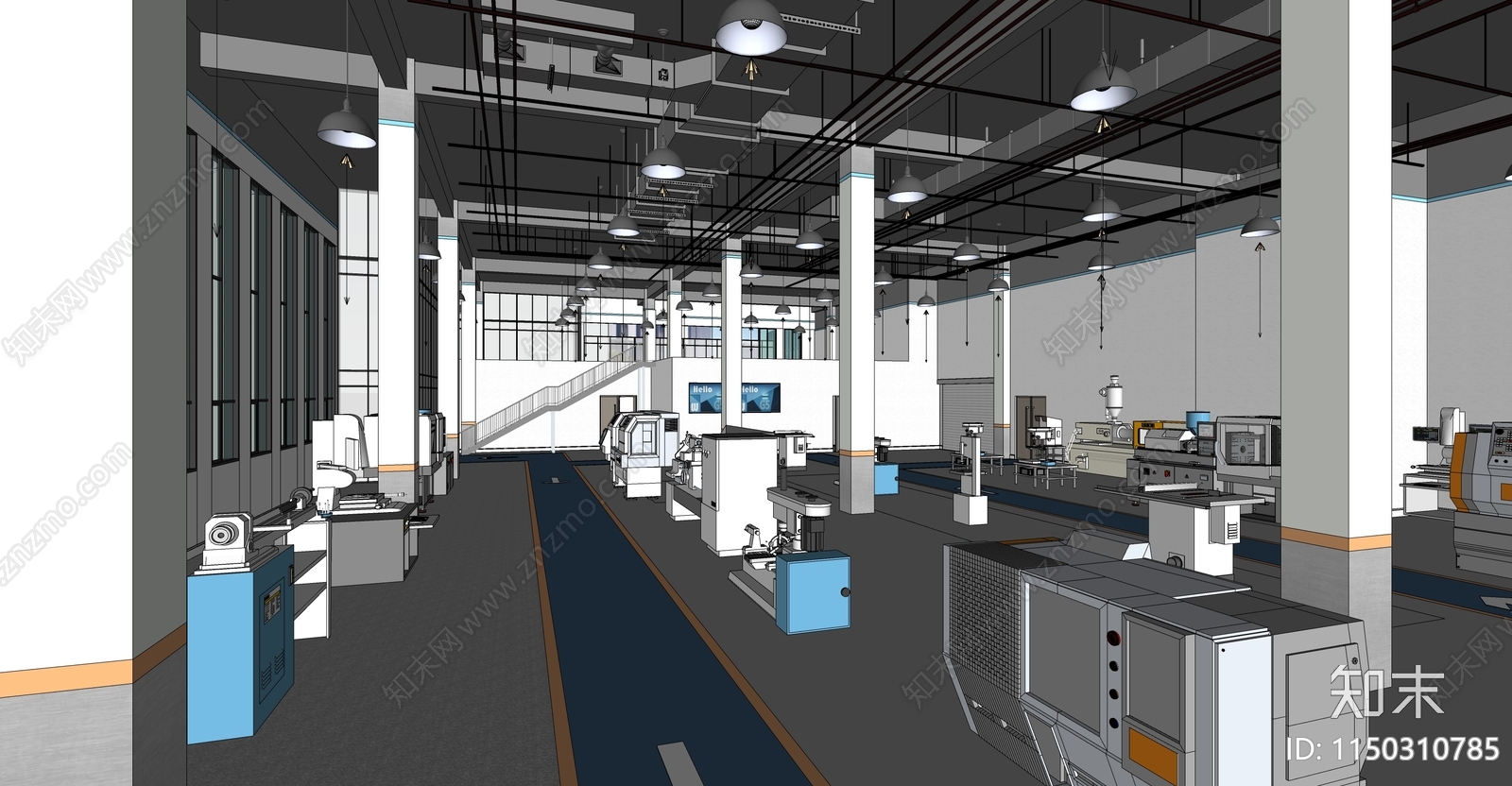 工业厂房机械空间SU模型下载【ID:1150310785】