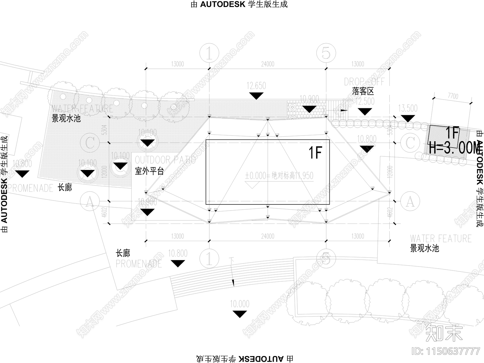 某会所售楼处建筑施工图施工图下载【ID:1150637777】