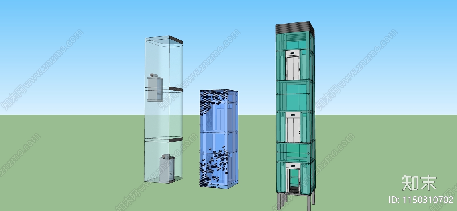 现代电梯间SU模型下载【ID:1150310702】