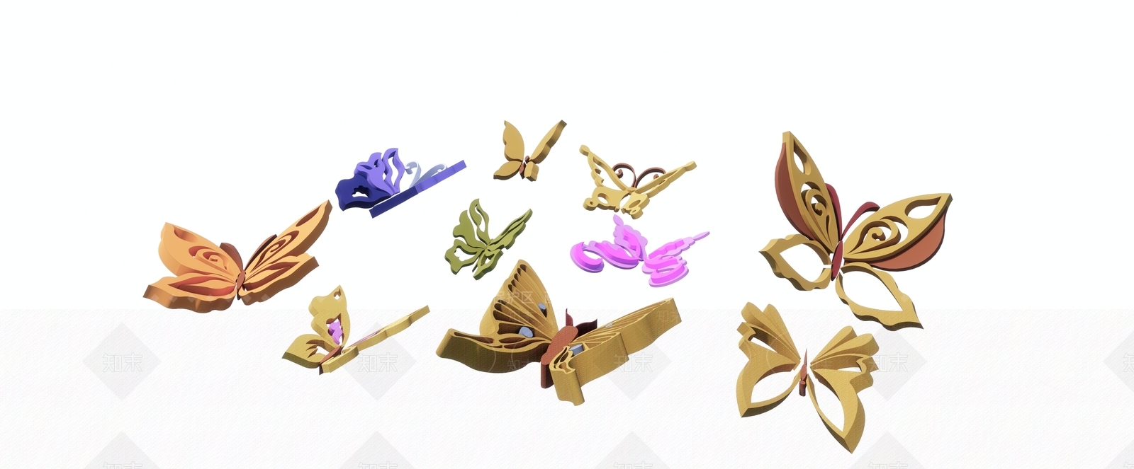 现代景观雕塑蝴蝶SU模型下载【ID:1150310839】