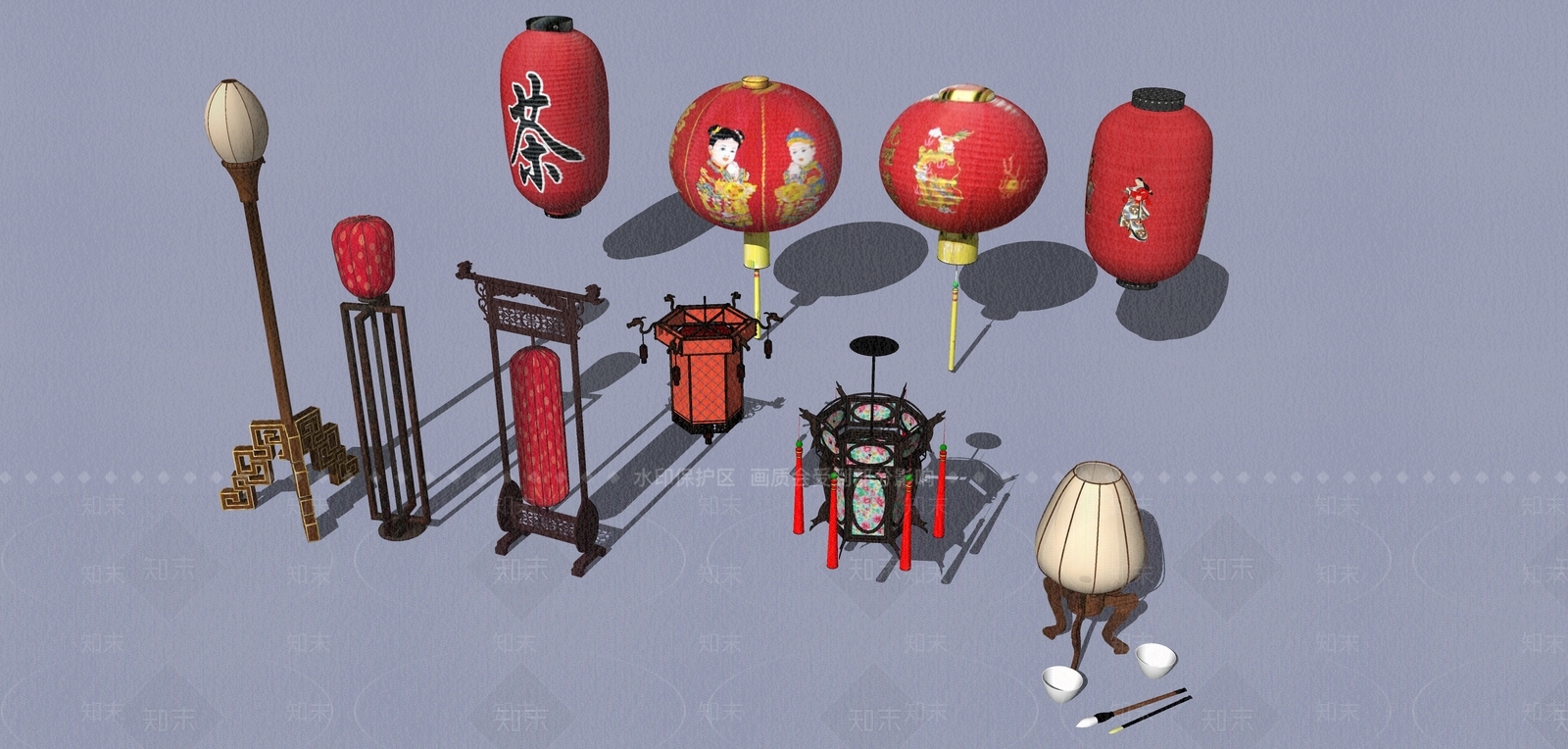 中式灯具SU模型下载【ID:1150322969】