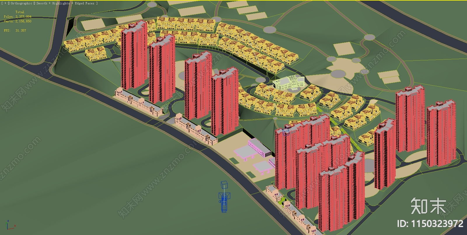 现代高层住宅3D模型下载【ID:1150323972】