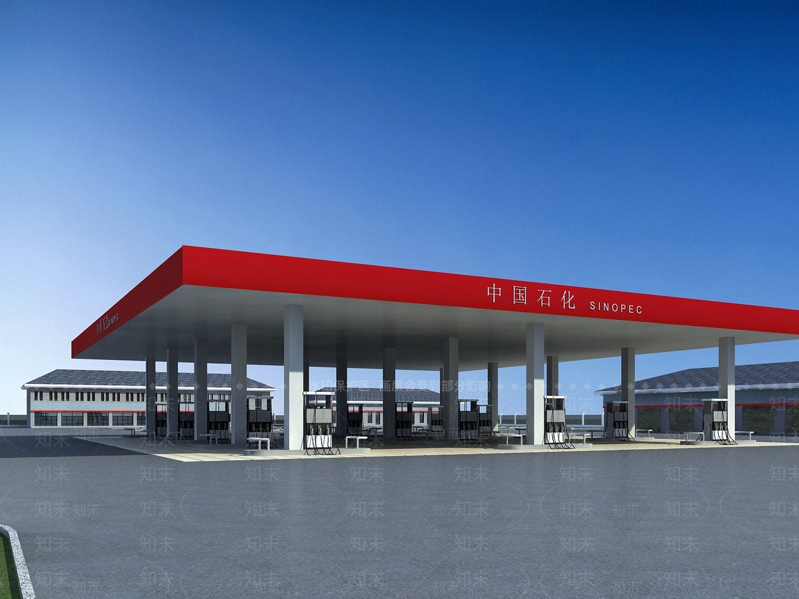 现代加油站3D模型下载【ID:1150323975】