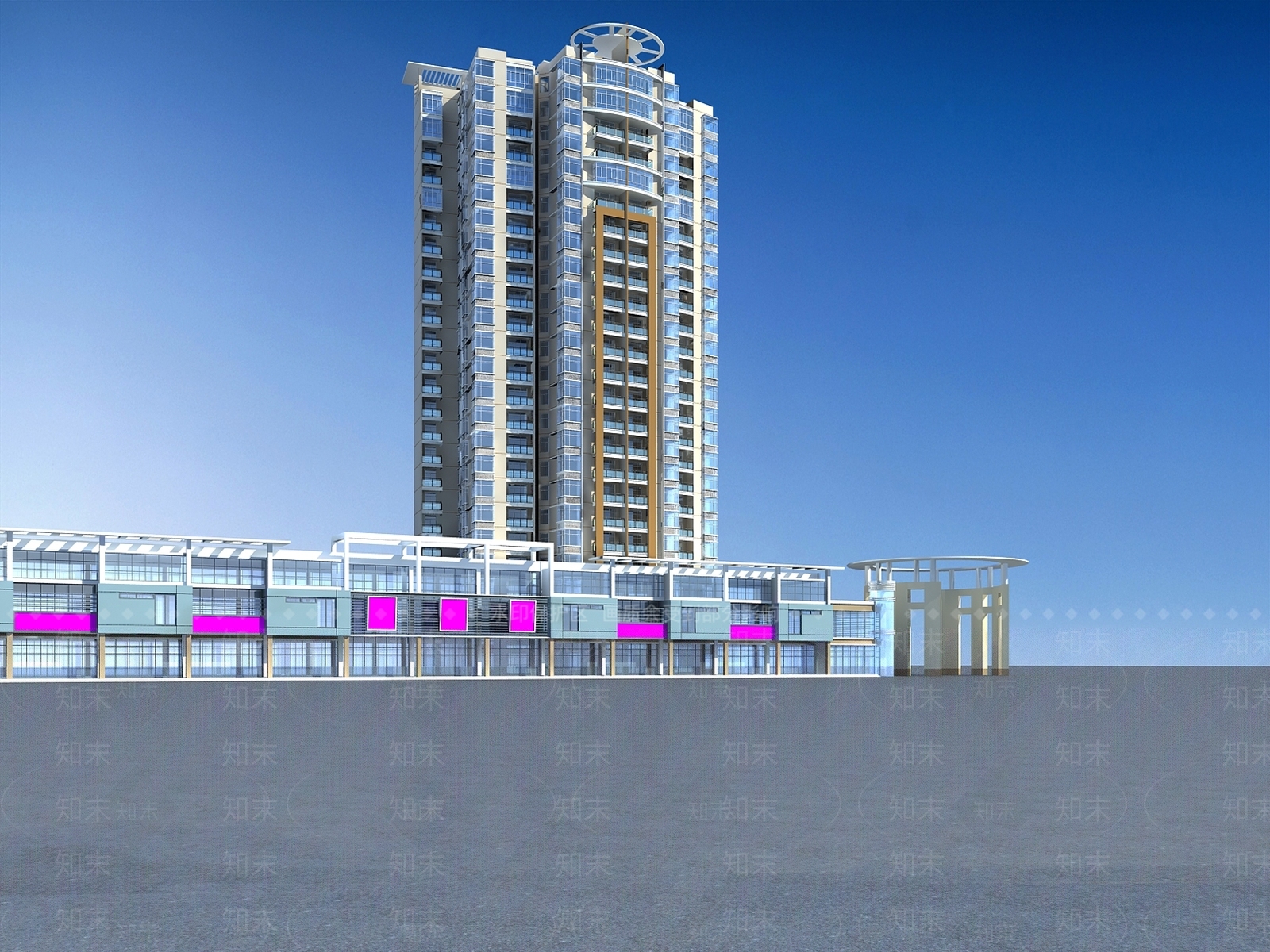 现代商住楼3D模型下载【ID:1150324067】