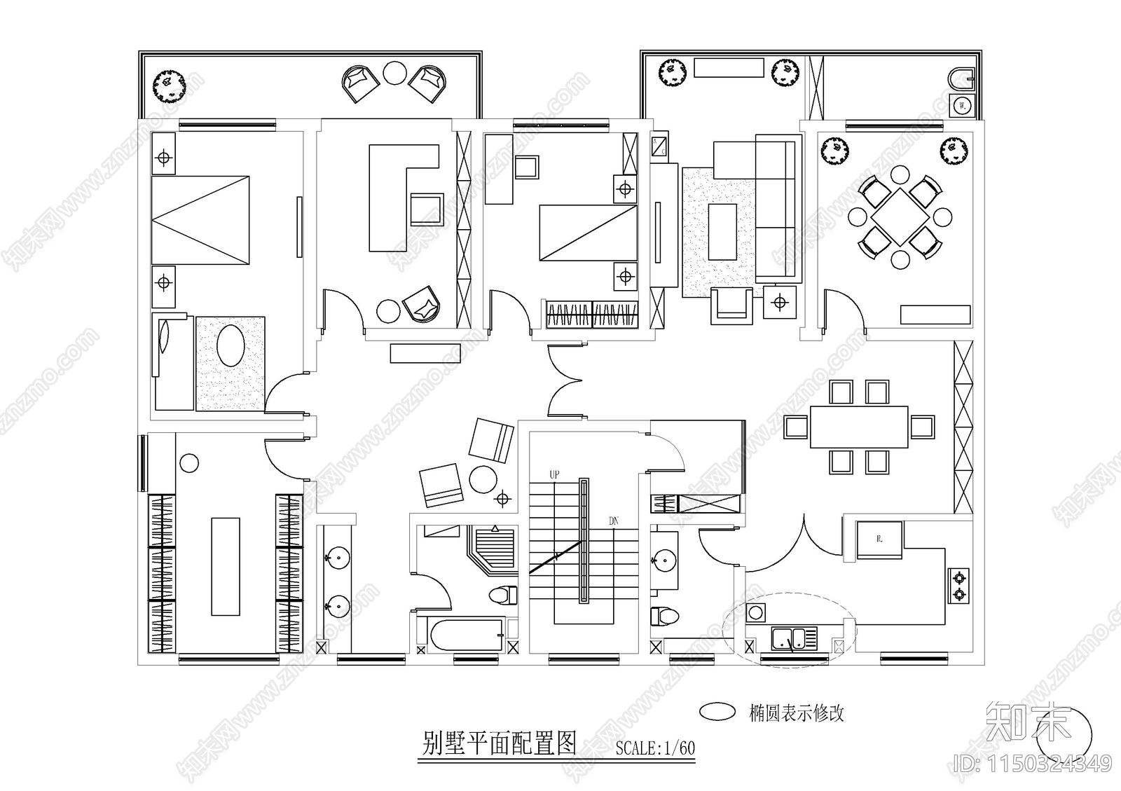 别墅家装室内cad施工图下载【ID:1150324349】