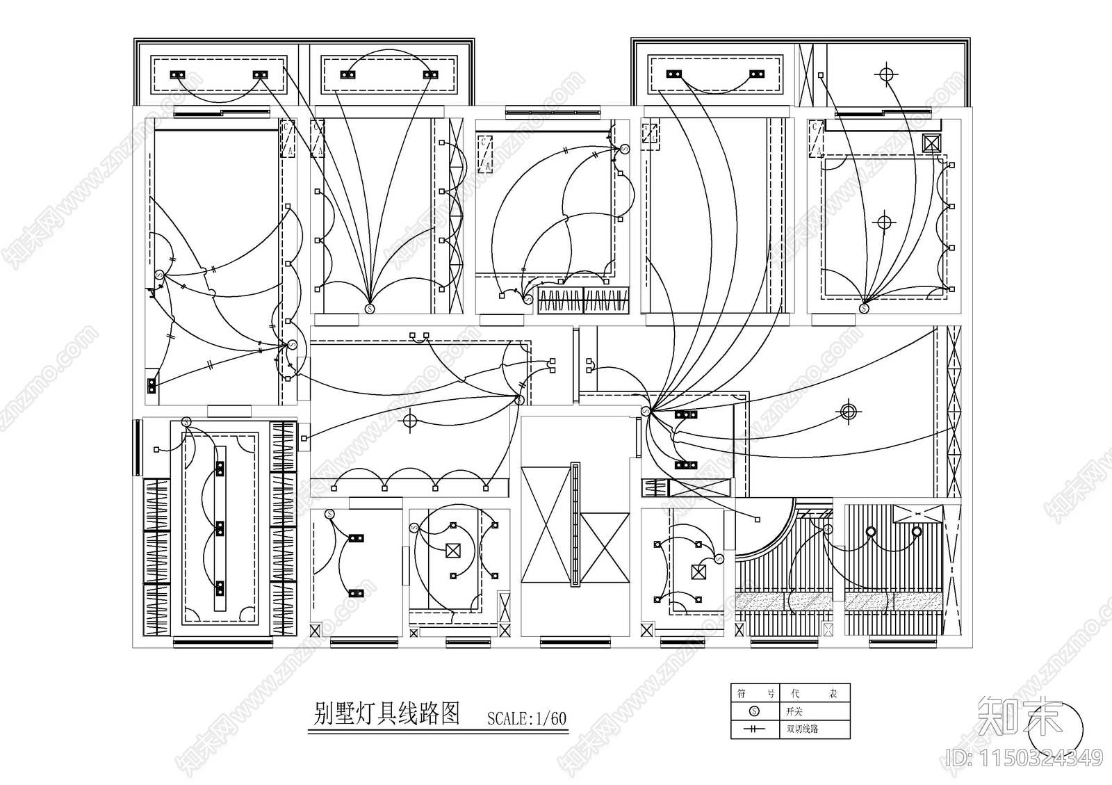 别墅家装室内cad施工图下载【ID:1150324349】