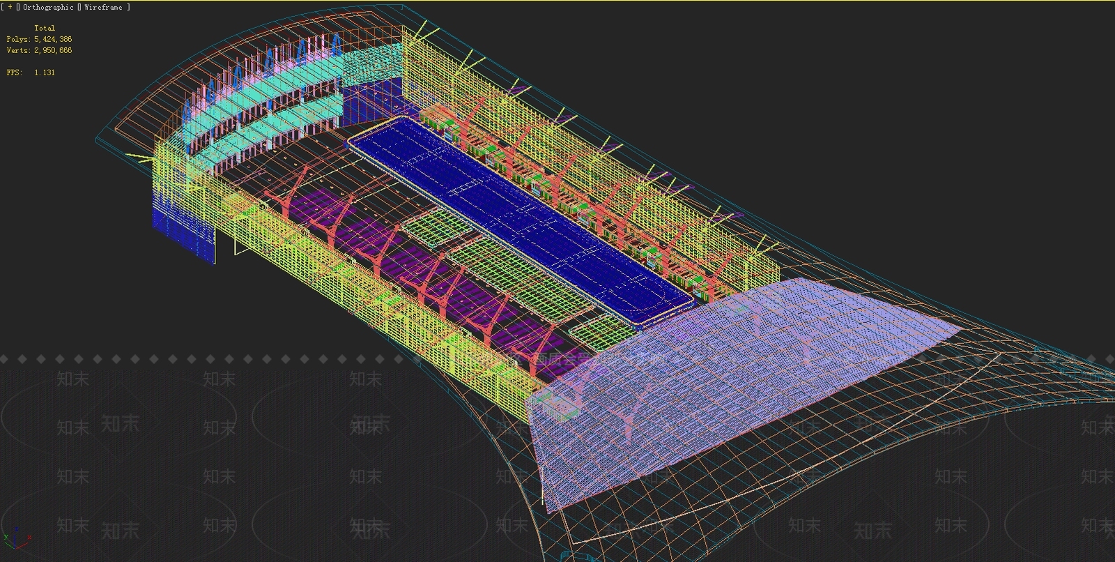 现代火车站候车厅3D模型下载【ID:1150324405】