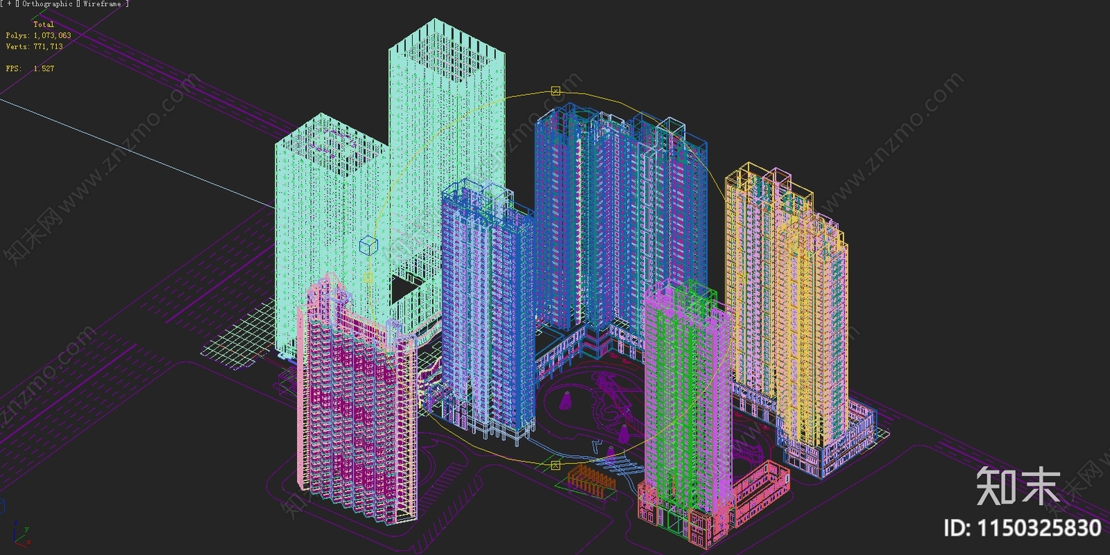 现代高层住宅3D模型下载【ID:1150325830】