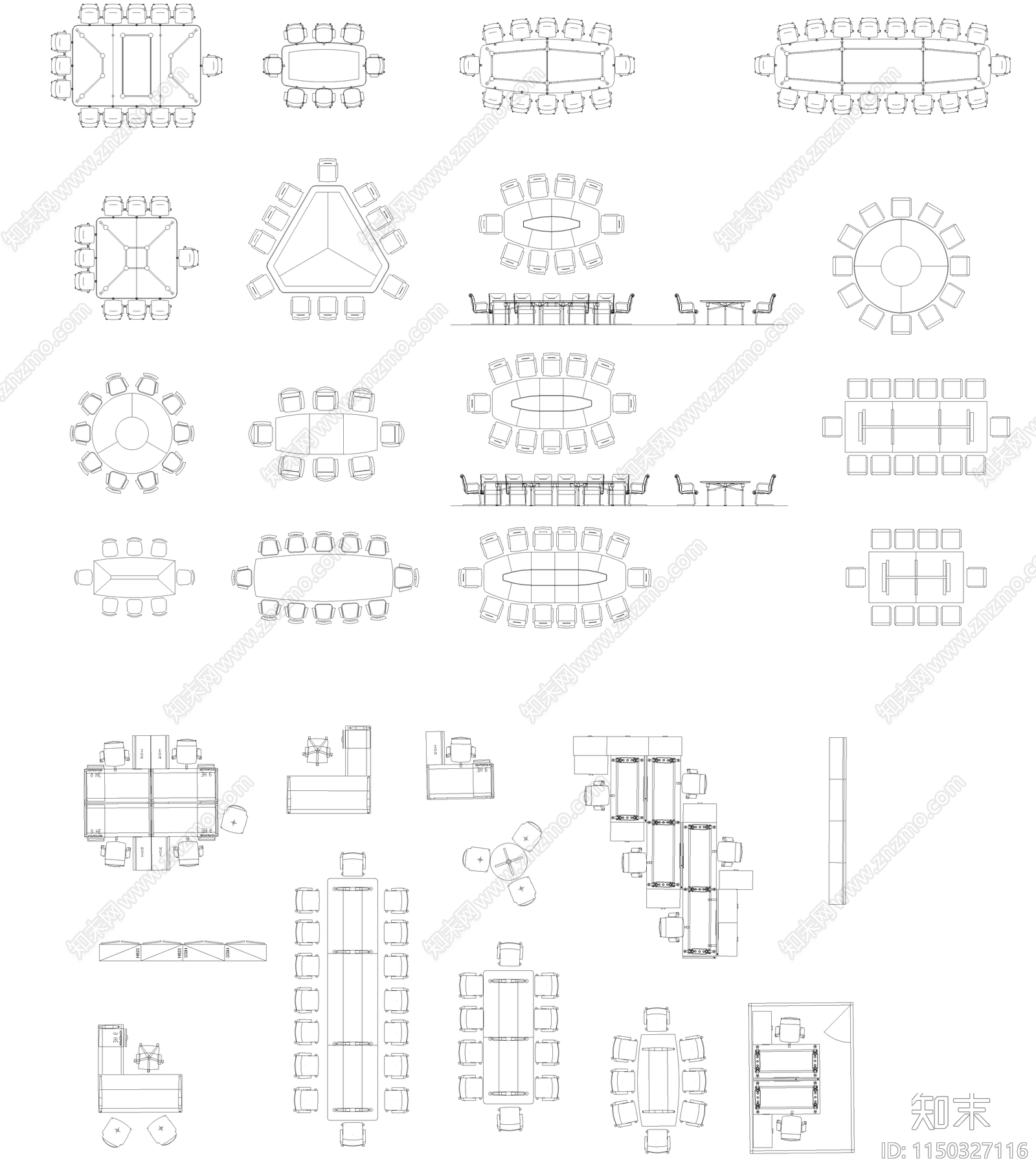 办公家具图库cad施工图下载【ID:1150327116】