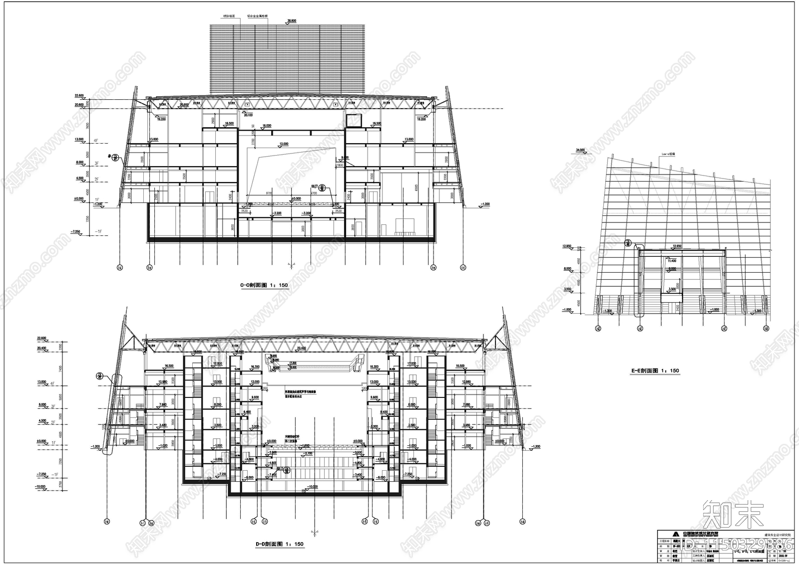 福建剧院建筑cad施工图下载【ID:1150329386】