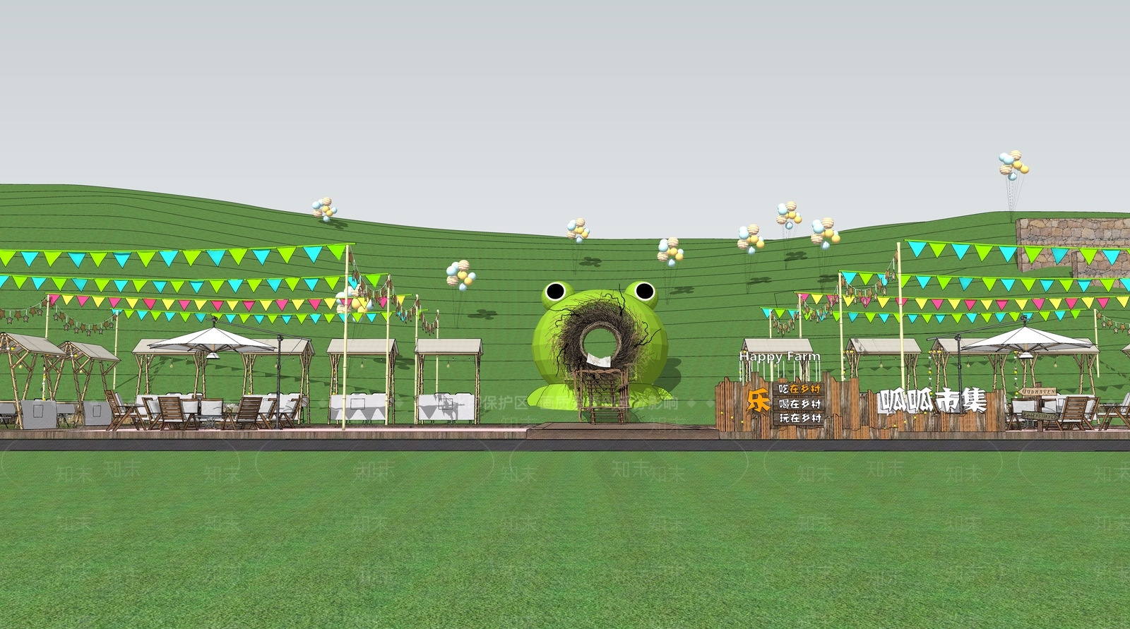 现代乡野市集SU模型下载【ID:1150330258】
