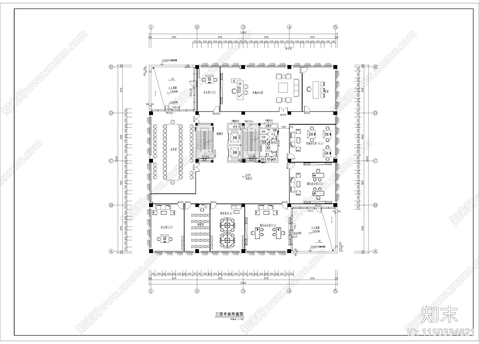 办公室室内cad施工图下载【ID:1150334821】