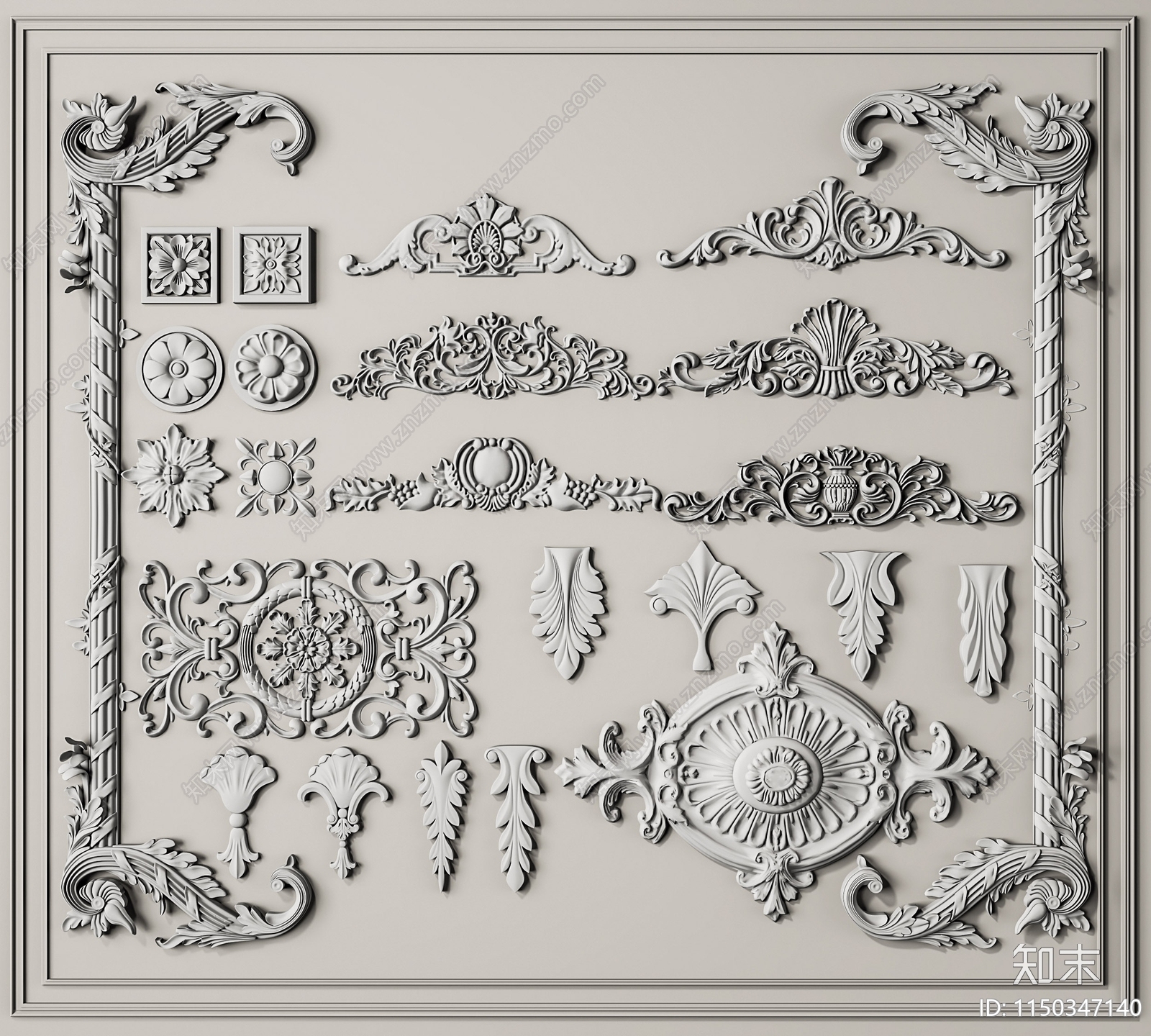 欧式石膏雕花SU模型下载【ID:1150347140】