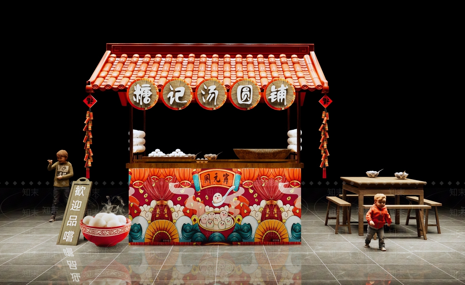 中式糖水铺摊位SU模型下载【ID:1150348062】