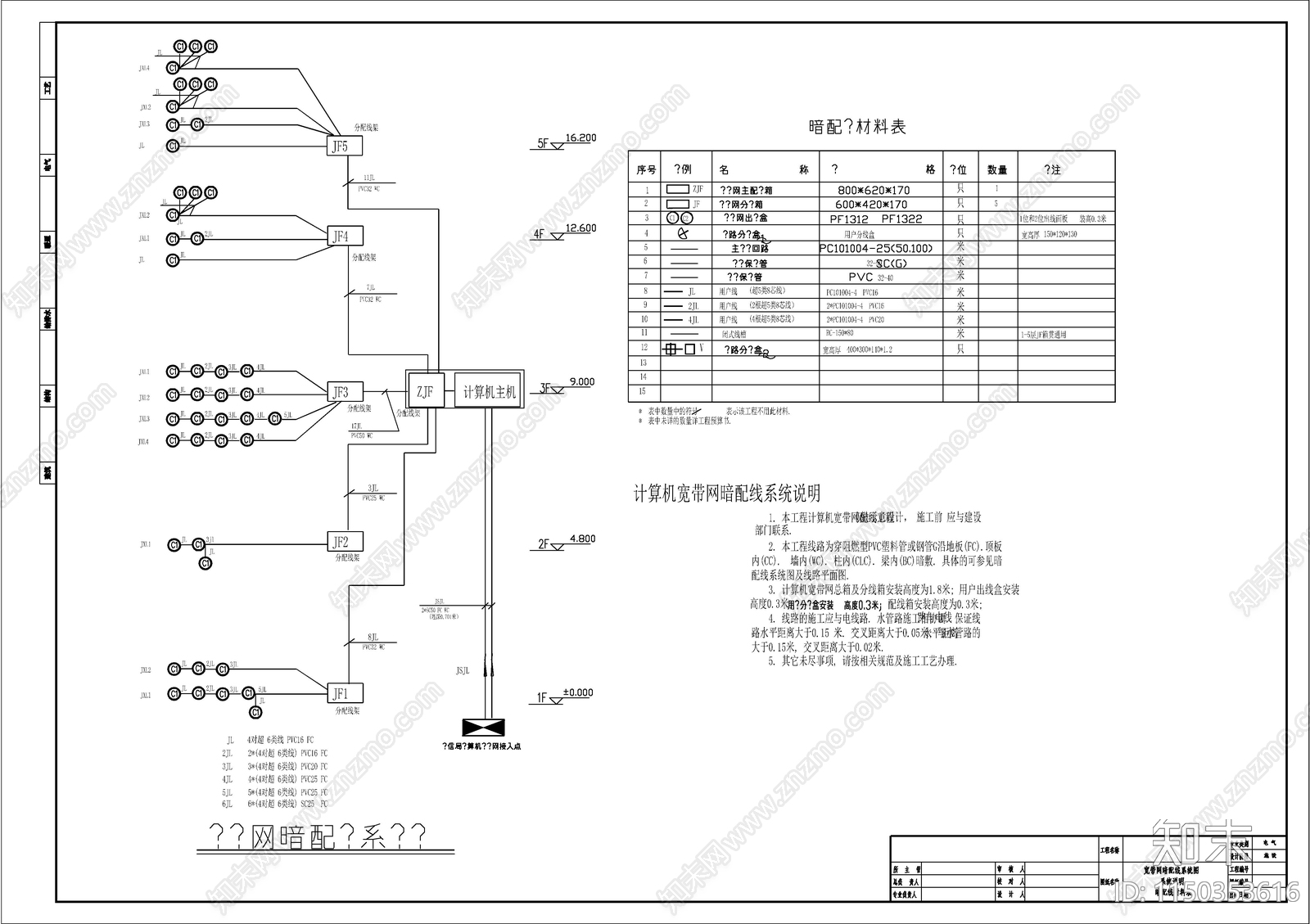 通信公司办公楼建筑电气详图cad施工图下载【ID:1150353616】