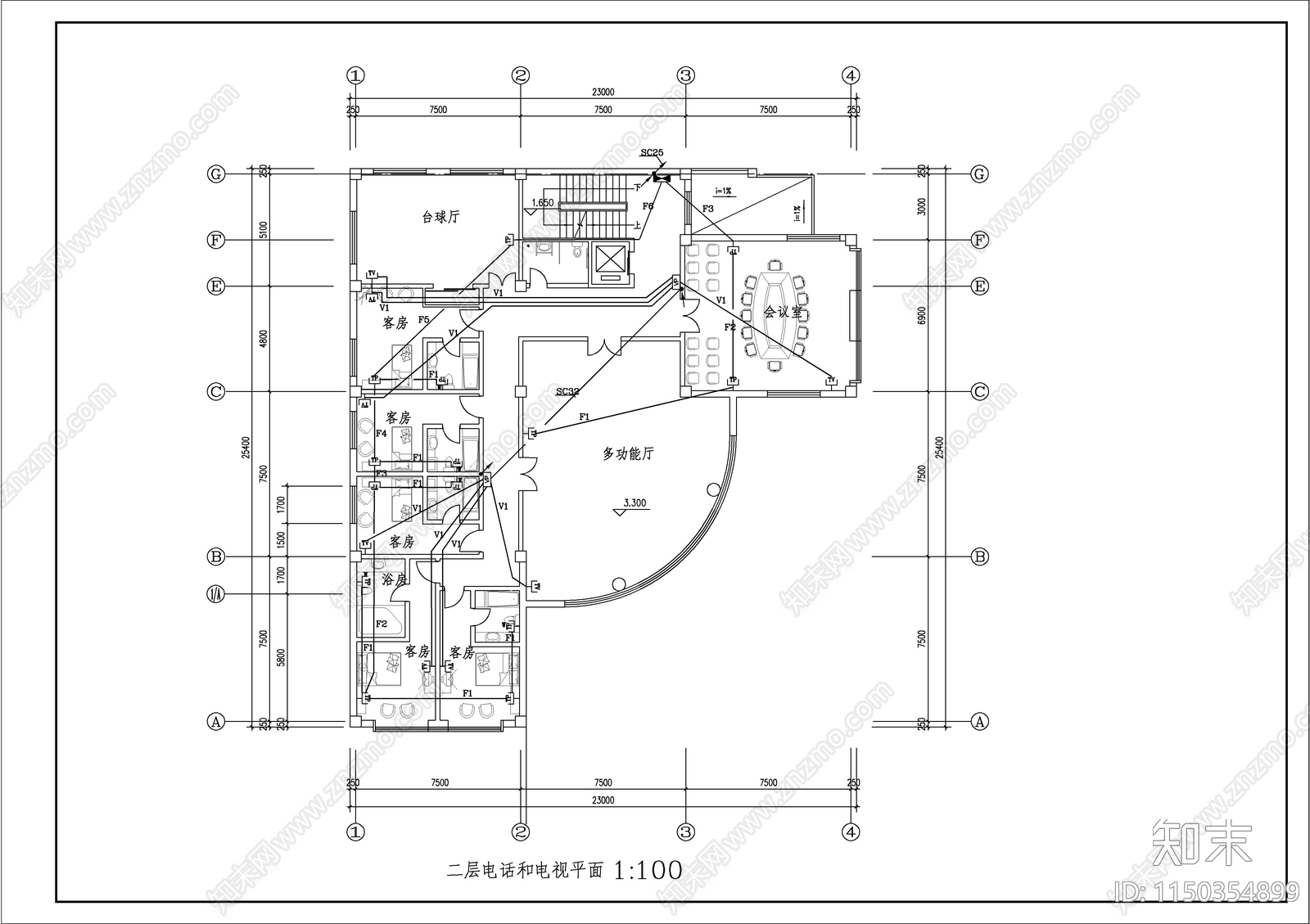 老干部活动中心建筑电气详图cad施工图下载【ID:1150354899】