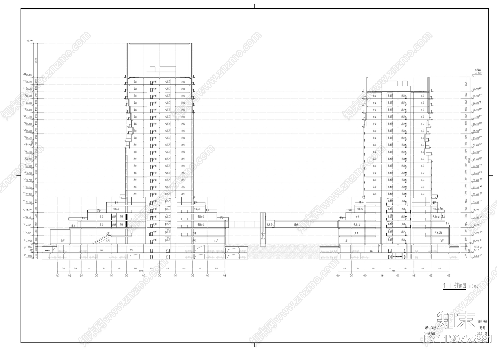 现代风格商业综合体建筑cad施工图下载【ID:1150755381】