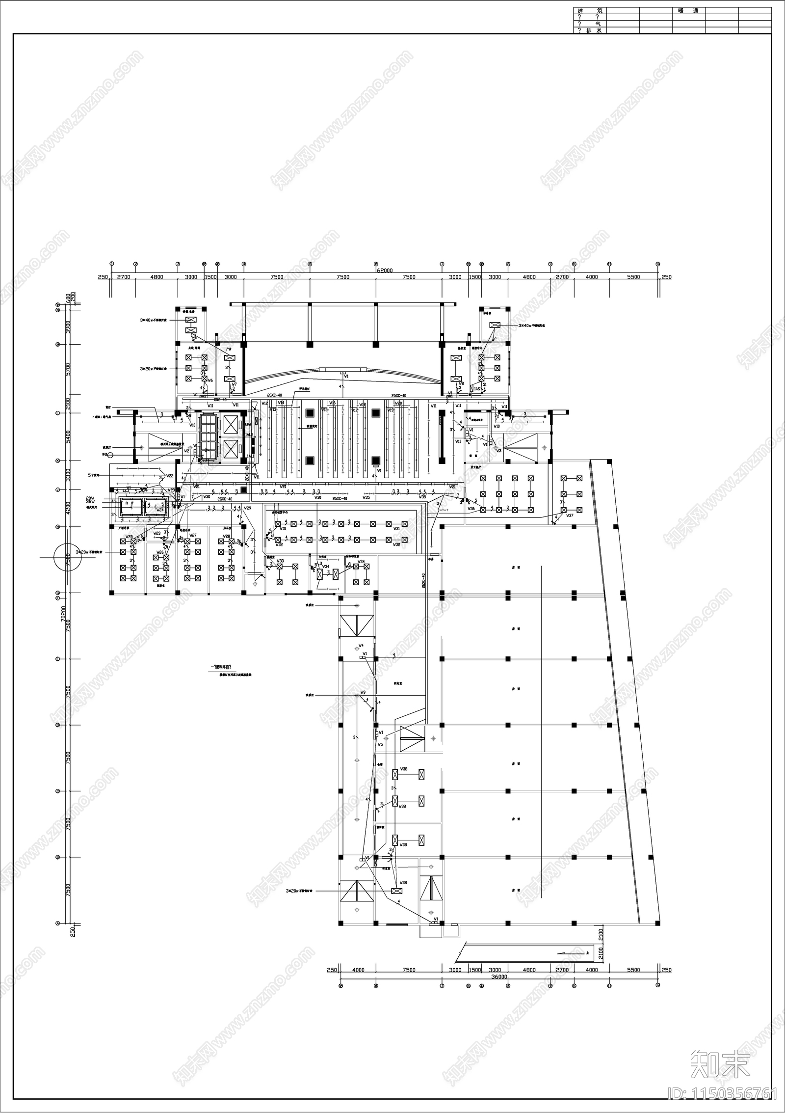 广播电视中心建筑电气详图cad施工图下载【ID:1150356761】